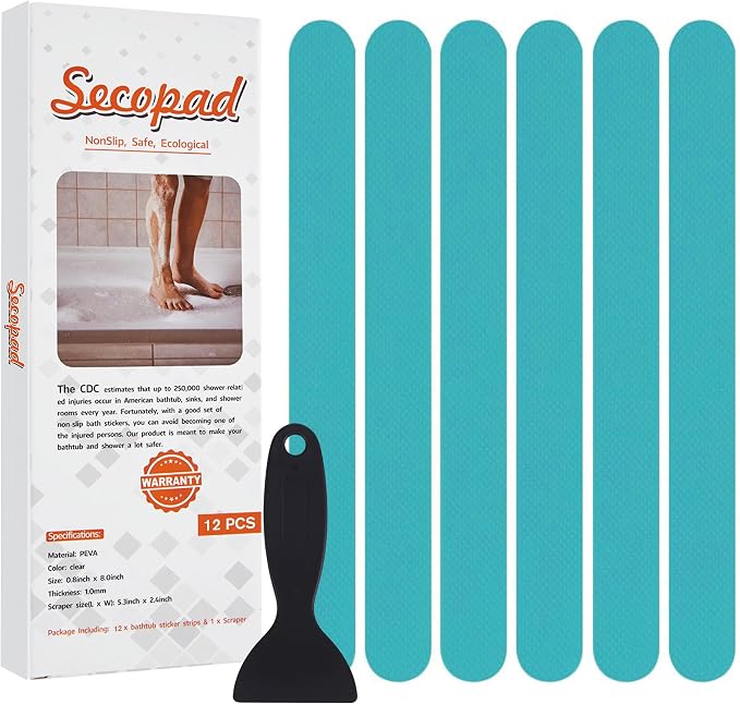 Anti Slip Shower Stickers, Safety Bathtub Strips Adhesive Decals by Secopad