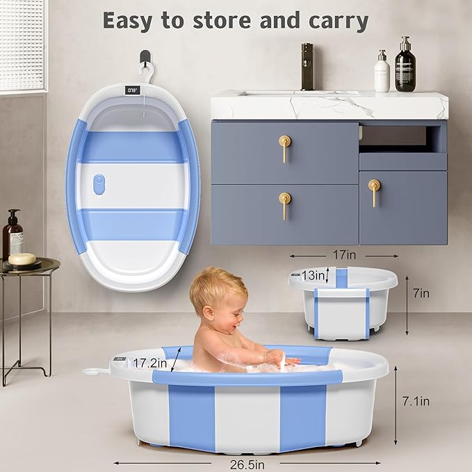 Collapsible Baby Bathtub for Newborn to Toddler 0-36 Months, Spacious Foldable - Image 3