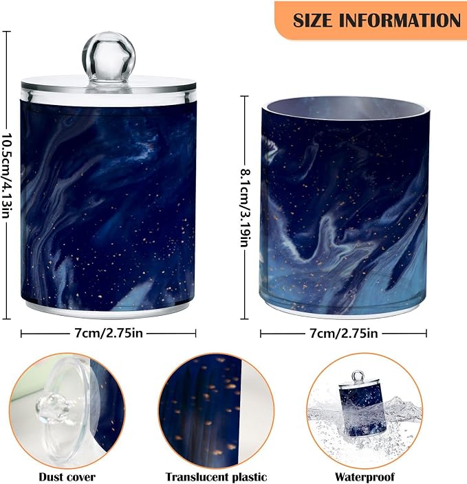 MNSRUU 4 Pack Qtip Holder Organizer Dispenser Beautiful Navy Blue Marble - Image 3