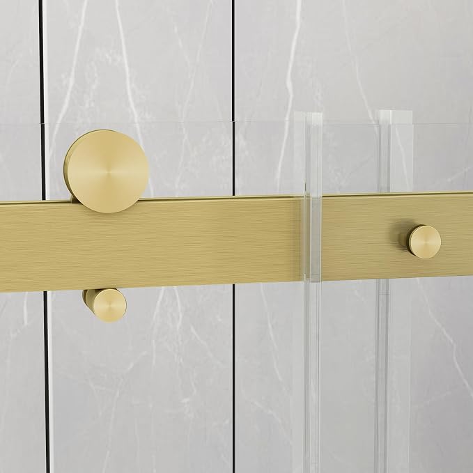 Sunrosa Semi-Frameless Glass Shower Door, 47 2/8" -48" W x 76" H Single Sliding - Image 4