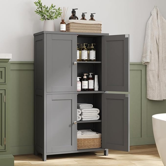 Nuturelly Bathroom Floor Storage Cabinet, Freestanding Pantry Cabinets by Nuturelly