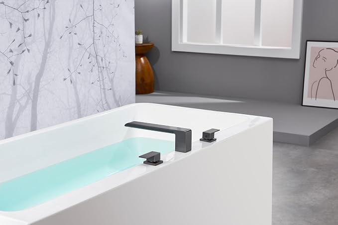 SITGES Minimalist Square-Shaped Bathtub Faucet, 2-Handle Widespread Roman Tub - Image 3