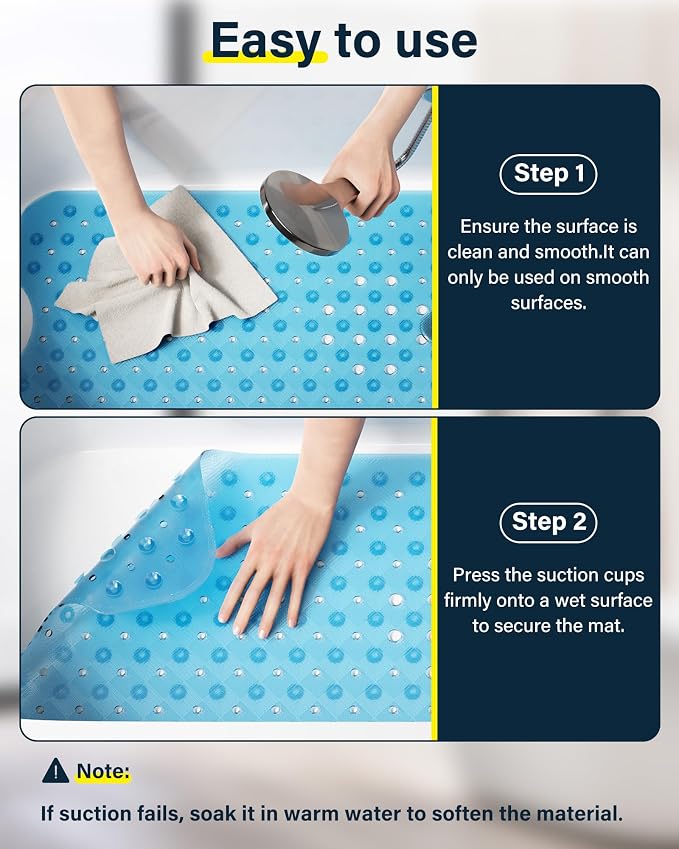 Non Slip Bathtub Mat for Tub & Shower, Machine Washable 40"x16" Anti Slip Bath - Image 7