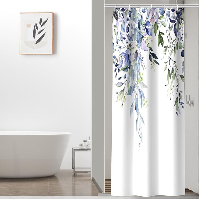 Colorful Star Green Eucalyptus Waterproof Shower Curtain Set by Colorful+Star