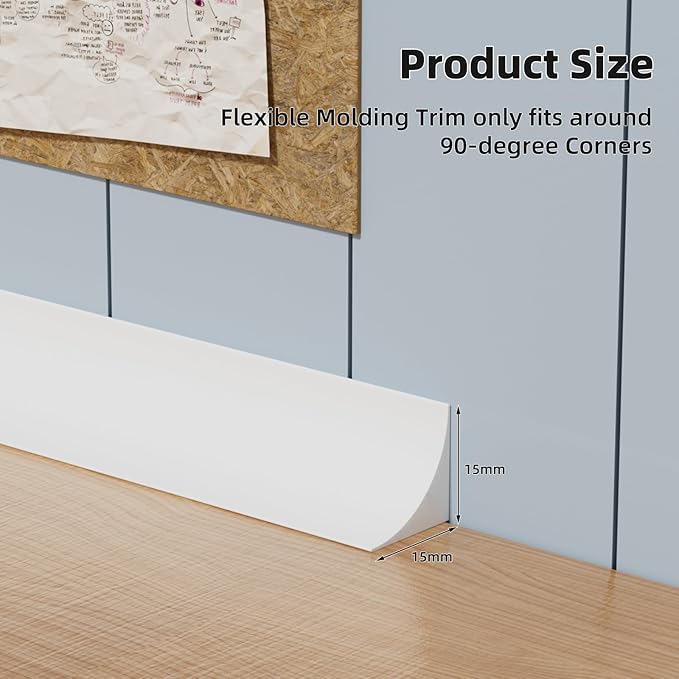 39.2' Flexible Quarter Round Molding, Peel and Stick Shoe Molding Baseboard - Image 2