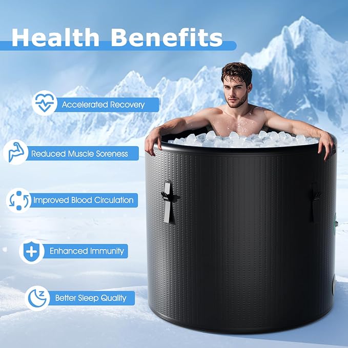 Goplus 79 Gal Ice Bath Tub for Athletes, Inflatable Cold Plunge Tub w/Multiple - Image 5