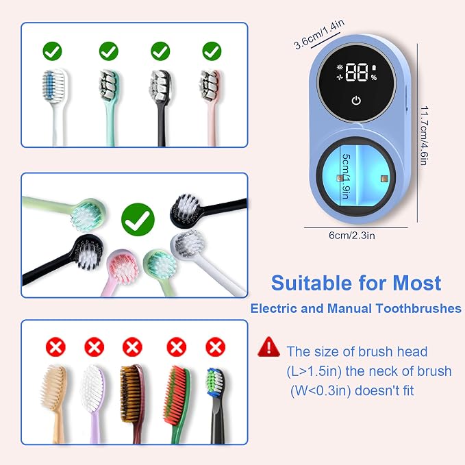 Toothbrush Holder and Cleaner for Bathroom Light Cleaning Fan Drying Round in - Image 5