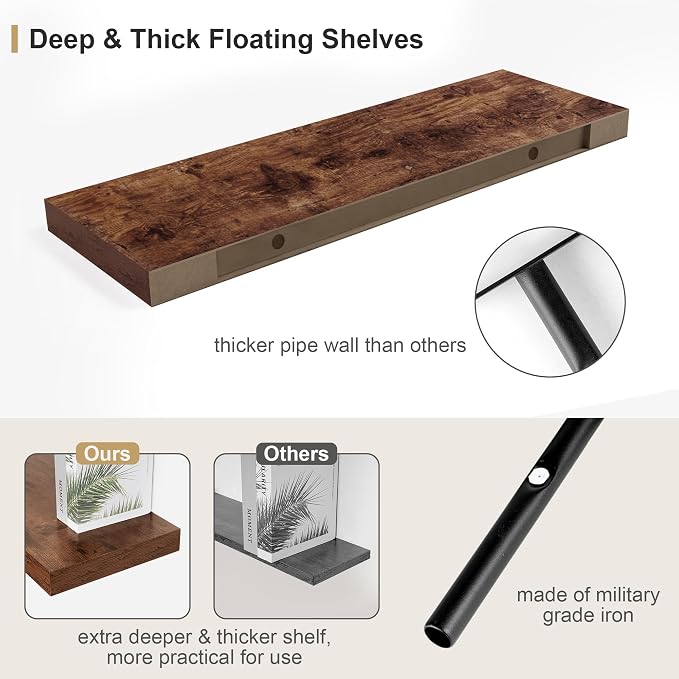 Heimlove 12" Deep Floating Shelves - Image 4