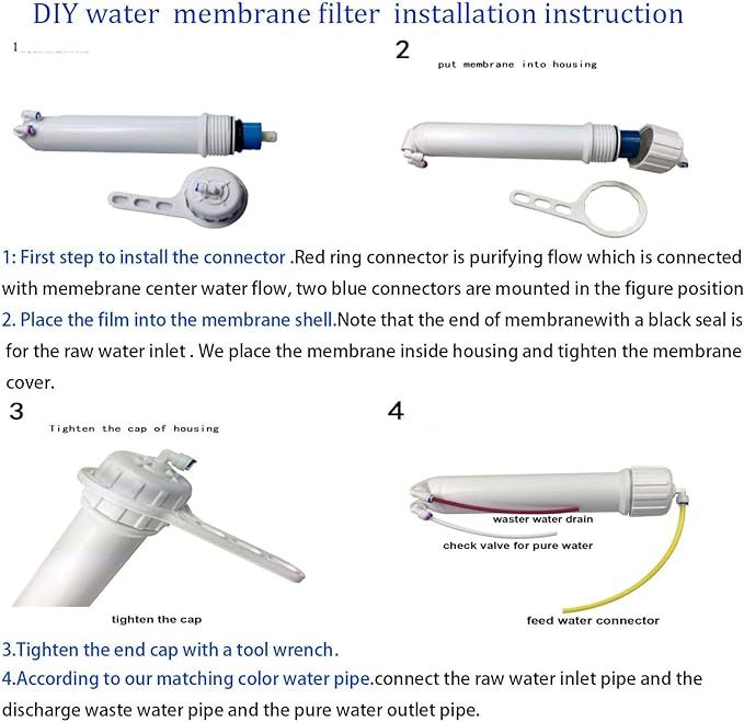 Huining Reverse Osmosis Membrane 100GPD-1812/2012 RO Membrane Housing Kit - Image 4