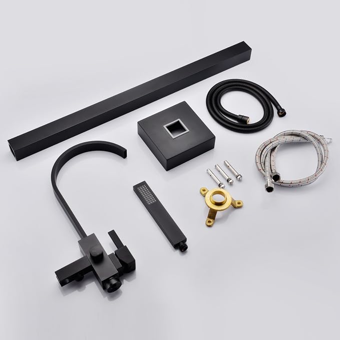 Freestanding Bathtub Faucet Tub Filler Black Floor Mount Single Handle - Image 7
