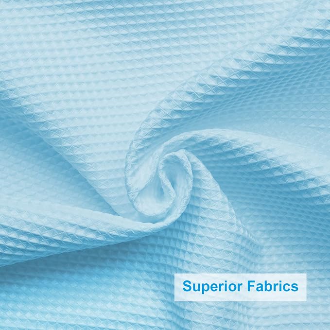 AmazerBath Waffle Shower Curtain, Baby Blue Shower Curtain Fabric Long - Image 4