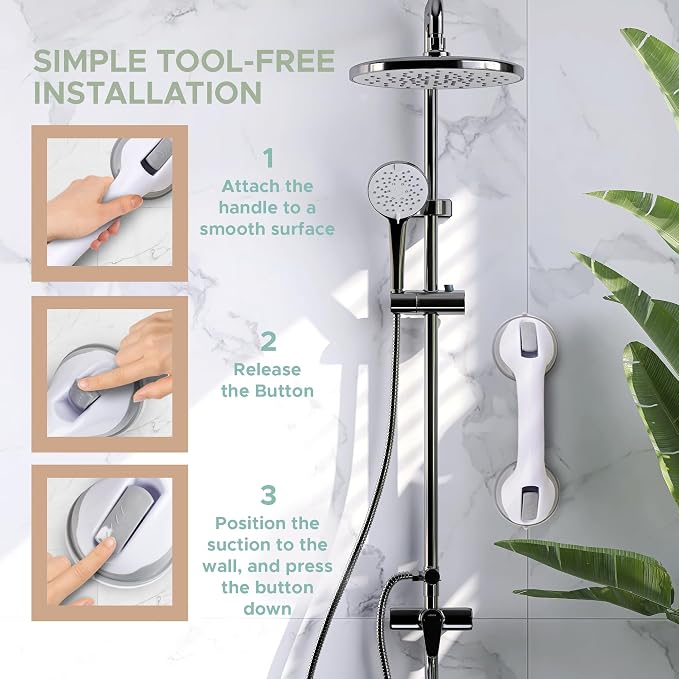 Grab Bars for Bathtubs and Showers, Heavy Duty Shower Handle 2 Pack 12 Inch for - Image 3