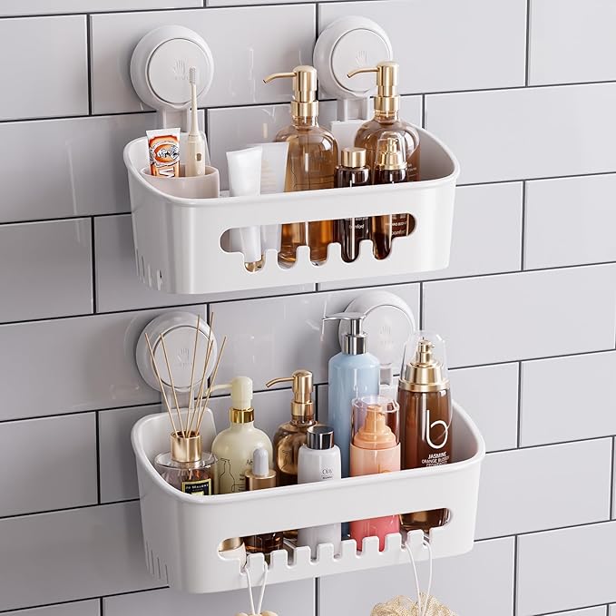 TAILI Shower Caddy Suction Cup 2 Pack, Heavy Duty Bathroom Organizer, Removable by TAILI