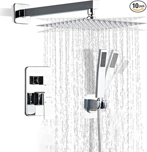 12 Inch Polished Chrome Shower Faucet Set by Hamckay