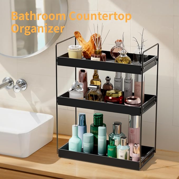 Bathroom Countertop Organizer, 3 Tier Metal Vanity Counter Skincare Shelf - Image 4