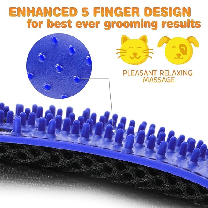 1 Pair Pet Grooming Glove, Gentle Deshedding Brush Glove Hair Remover Brush - Image 5