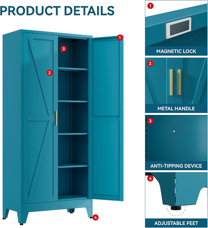 71" Metal Storage Cabinet - Image 6