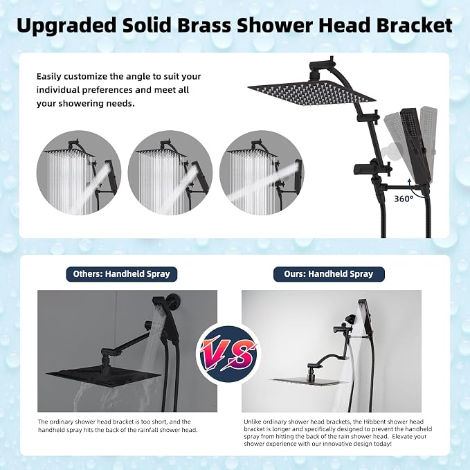 Hibbent All Metal CUPC Certified 10'' Rain Shower Head, Dual Shower Head Combo - Image 3