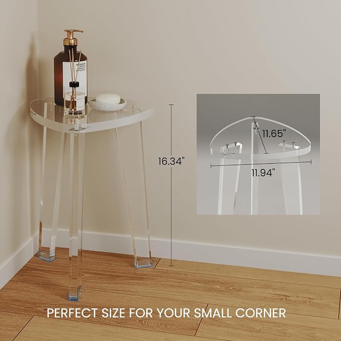 Acrylic Corner Shower Stool for Shaving Legs 11.65" D X 11.94" W X 16.34" H - Image 3