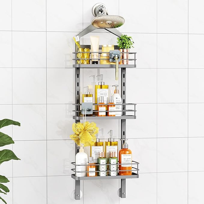 ODesign 3 Tier Height-Adjustable Shower Caddy Hanging Anti-Swing-Over The by ODesign