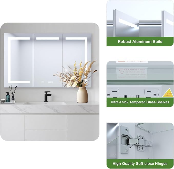 48" x 30" LED Lighted Medicine Cabinet - Image 4