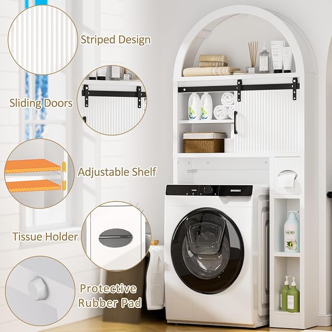 Spurgehom Over The Toilet Storage Cabinet, Bathroom Shelf Organizer Freestanding - Image 4