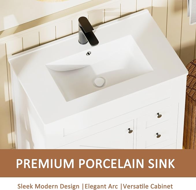 30 inch Bathroom Vanity with Sink, Freestanding Vanity - Image 5