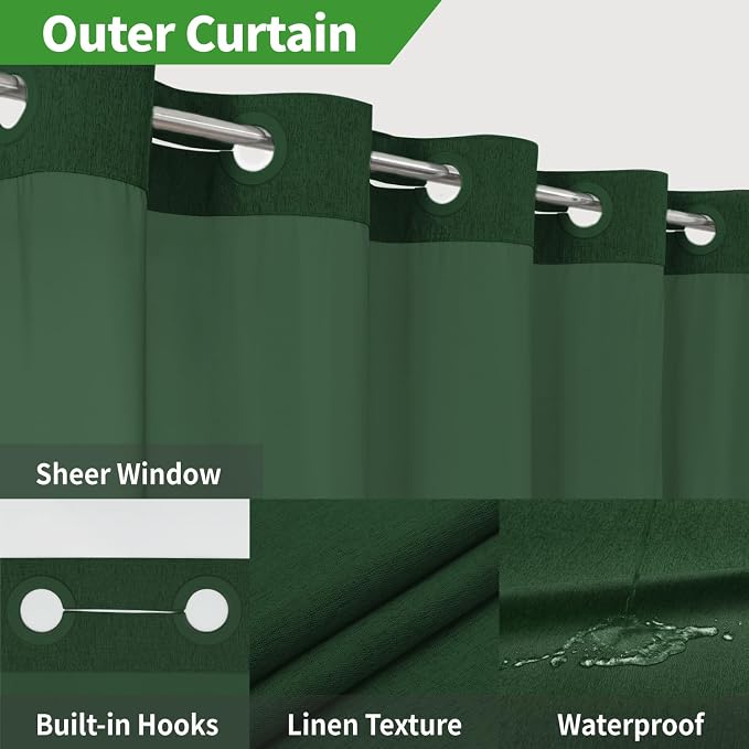 No Hooks Needed Linen Textured Shower Curtain - Image 3