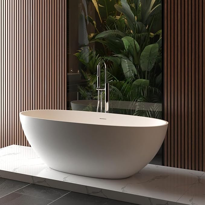 65" Resin Stone Freestanding Bathtub, Soaking Tub, Ergonomic Design, Easy by Unknown