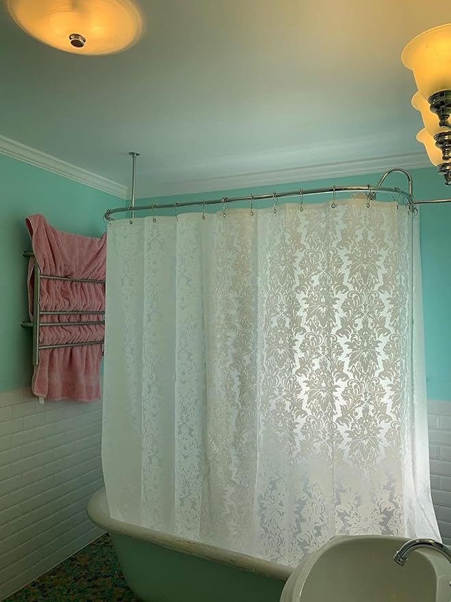 Clawfoot Tub Shower Curtain Liner 180x70 Inch Shower Curtain Warp Around Extra - Image 2