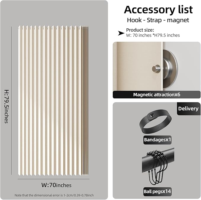 Bathroom Magnetic Folding Shower Curtain, Accordion-Style Shower Curtain - Image 4