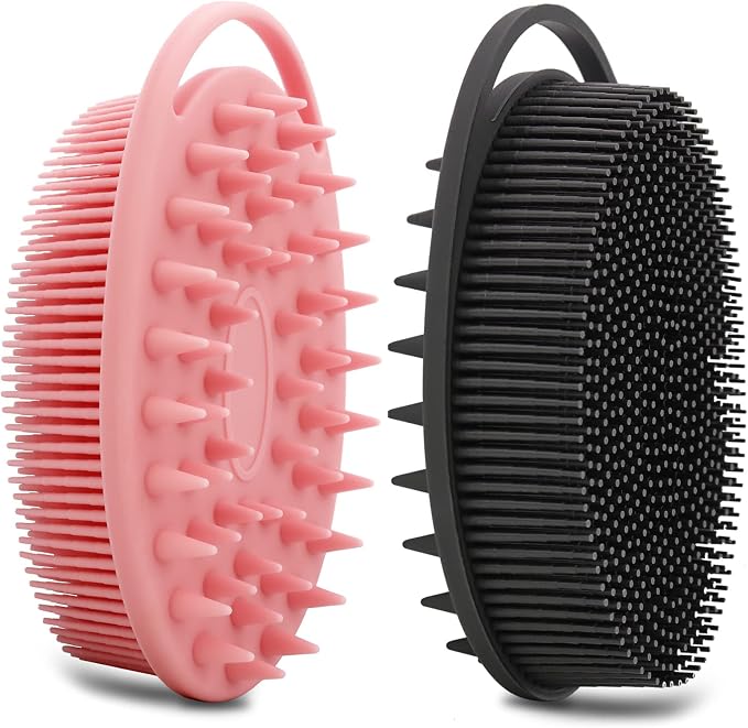 2 Pack Silicone Body Scrubber, Loofah Double-Sided Body Brush, Shower Scrubber by HAYSNA