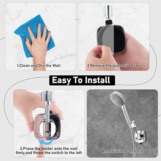Handheld Shower Head Holder Suction, 360° Adjustable Shower Head Holder Wall - Image 7