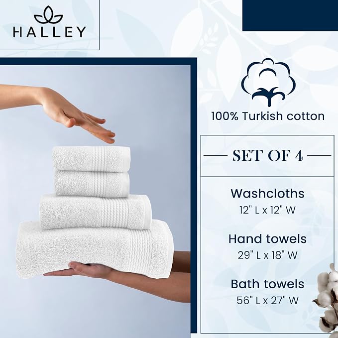 HALLEY Turkish Cotton Towels Super Soft Quick Absorbent 100% Cotton Towels - Image 5