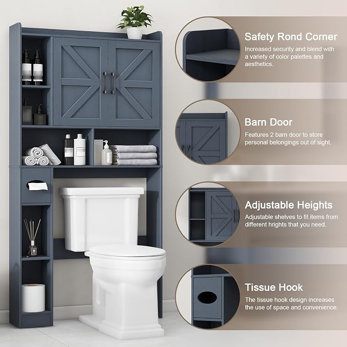 Vabches Over The Toilet Storage Cabinet, Farmhouse Storage Cabinet Over Toilet - Image 3