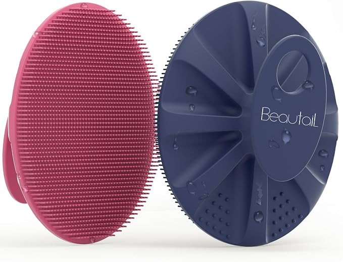 Silicone Body Scrubber 2 Pack, BEAUTAIL Shower Bath Wash Brush, Gentle by BEAUTAIL