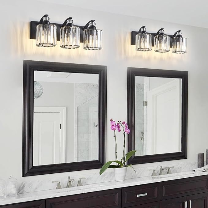 3-Light Black Bathroom Light Fixture Modern Vanity Lights Over Mirror Vintage - Image 6