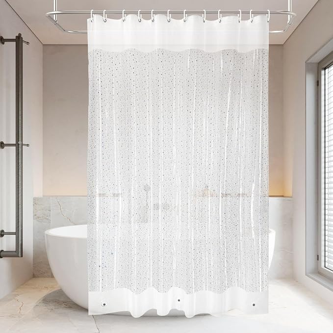 PEVA Shower Curtain, 72 x 72 Water Repellent Premium Bathroom Shower Curtain - Image 6