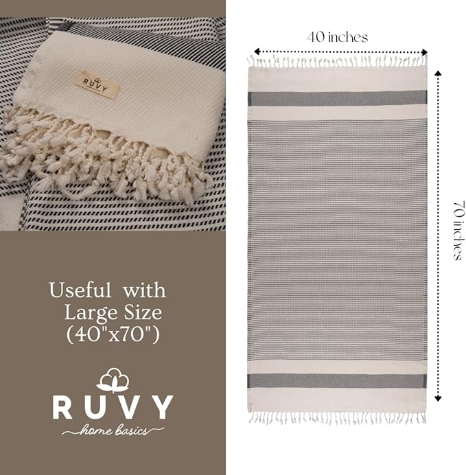 Ruvy Home Basics 2 Pack Turkish Beach Towels – Oversized Quick-Dry Bath Towels - Image 3