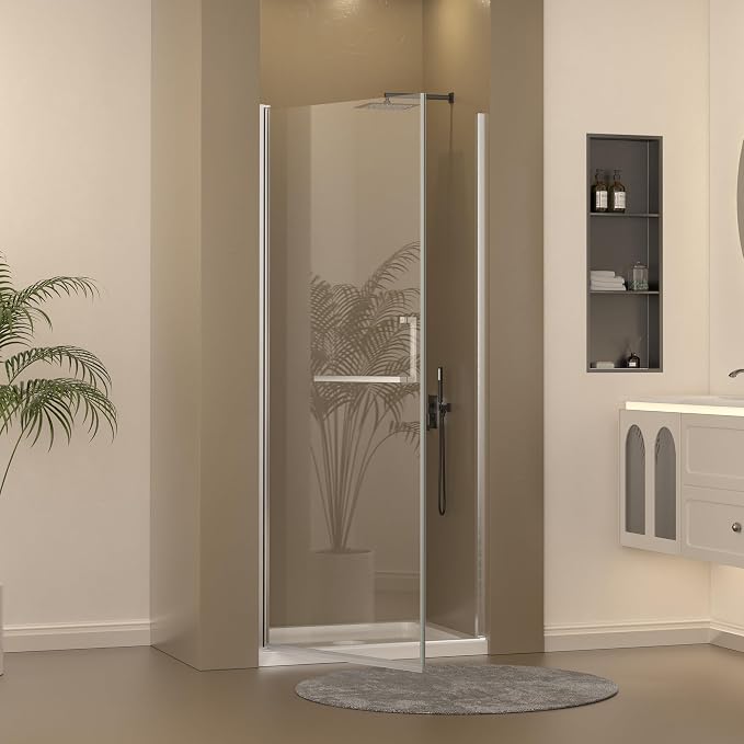 Frameless Pivot Shower Door 33-34" W x 72" H, Pivot Swing Shower Glass Door - Image 7