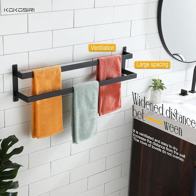 KOKOSIRI Towel Bars Black Bath Towel Holders 32 Inches Bathroom 2-Tiers Ladder - Image 9