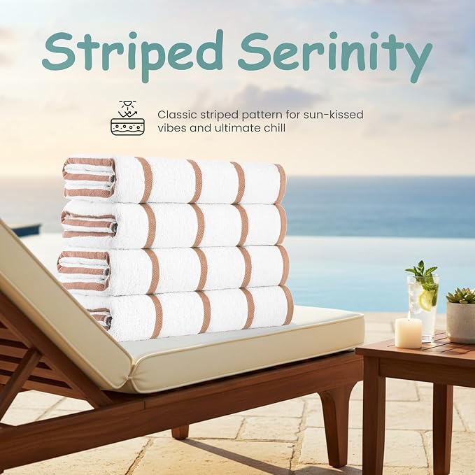 CASA COPENHAGEN Cabana Pool 2 Pieces Large Bath Sheet Set 70" x 35", 550 GSM - Image 4