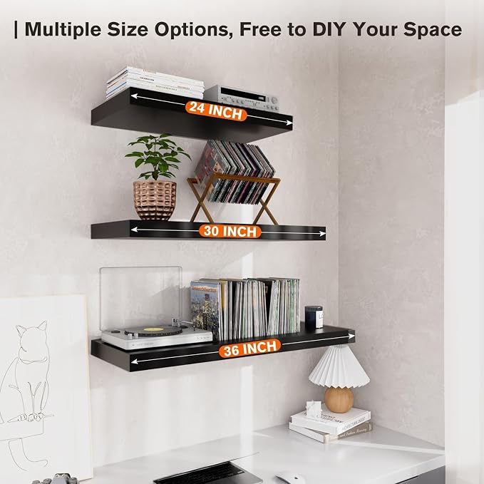 Floating Shelf, 30 in W x 12.75 in D x 2 in H Wooden Floating Wall Shelf - Image 6