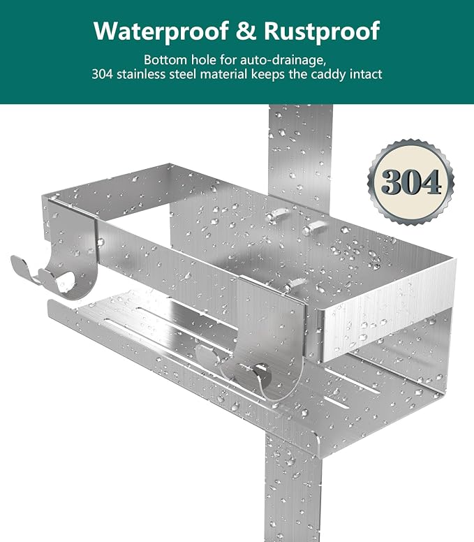 Emibele Over The Door Shower Caddy 2 Tier, 304 Stainless Steel Hanging Shower - Image 4