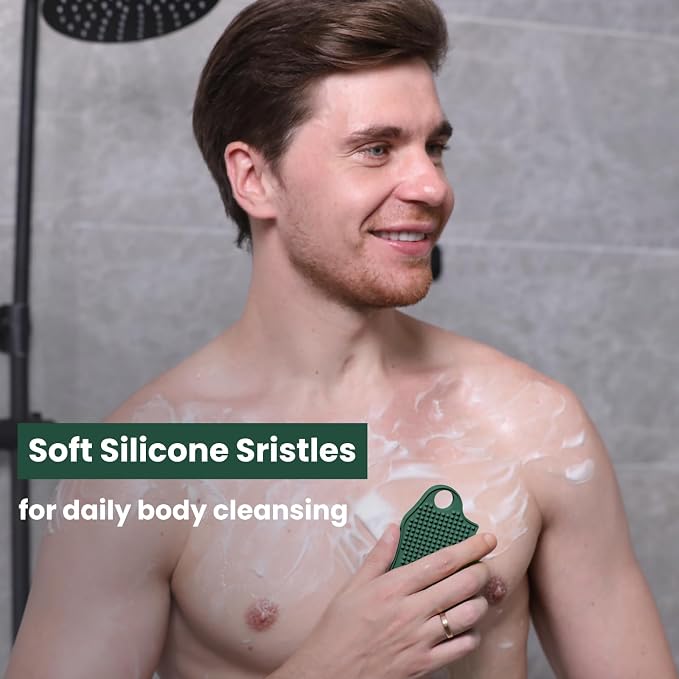 Silicone Body Scrubber Silver-Infused Dual-Sided 3-in-1 - Image 2