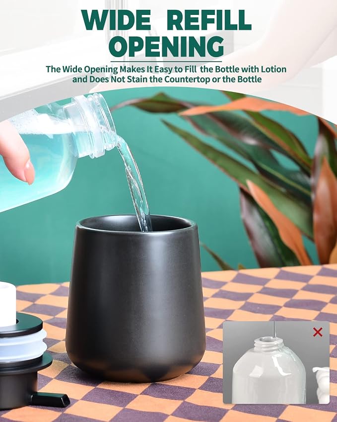 Bosilunlife Ceramic Foaming Soap Dispenser - 12Oz Matte Black Foam Hand Soap - Image 3