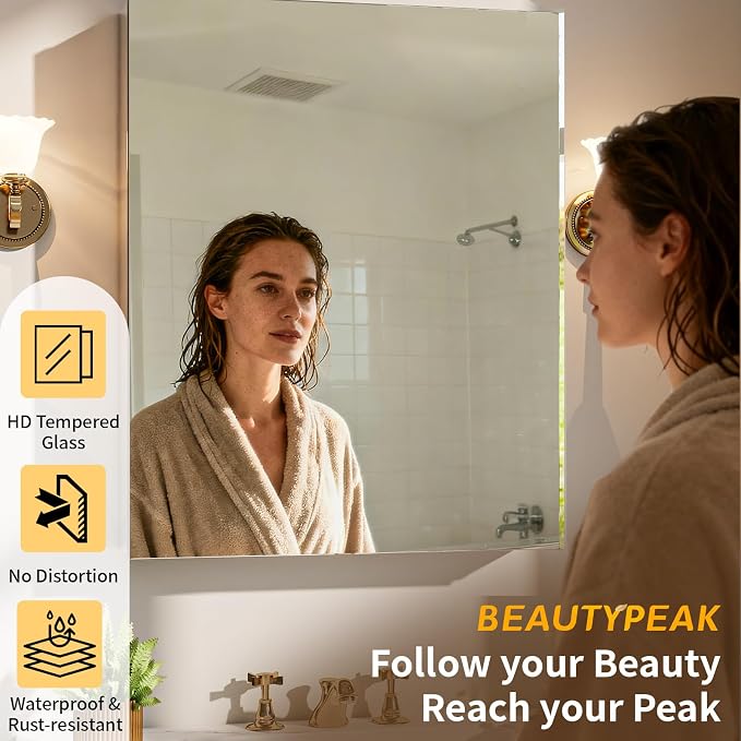 BEAUTYPEAK 20 x 24 Inch Medicine Cabinet - Image 3