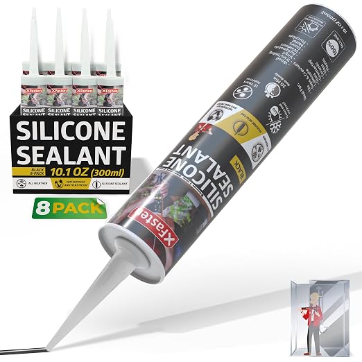 XFasten Silicone Sealant Waterproof Black Cartridge, 10.1 oz Black Caulking by XFasten