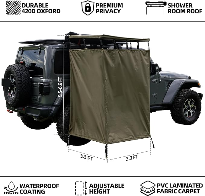 Vehicle Side Shower Room with Roof, 3.3ft x 3.3ft Privacy Shelter Restroom - Image 2