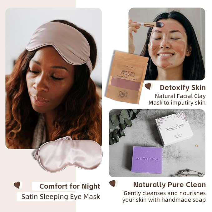 Natural Amor Spa Gift Set for Women – 6 PCS Self Care Relaxation Kit - Image 4